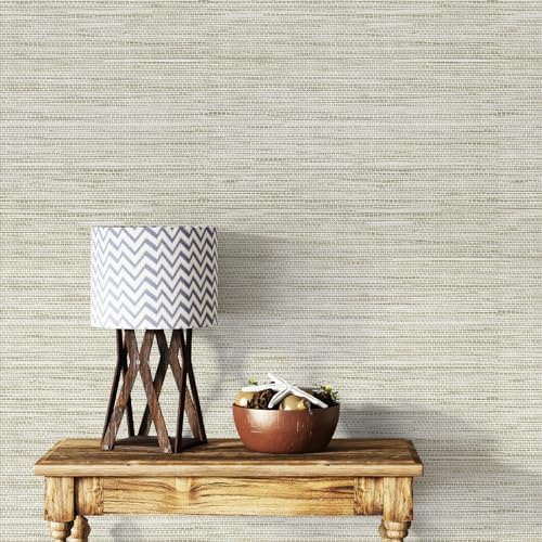 Simon&Siff Cream Textured Grasscloth Peel and Stick Wallpaper 17.7"x1200" - Image 3