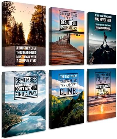 Throwbacktraits Canvas Motivational Wall Art – Set of 6 Inspirational Prints by ThrowbackTraits