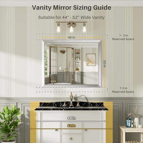 Briivue Bathroom Wall Mirror, 40x32 Inch - Image 2
