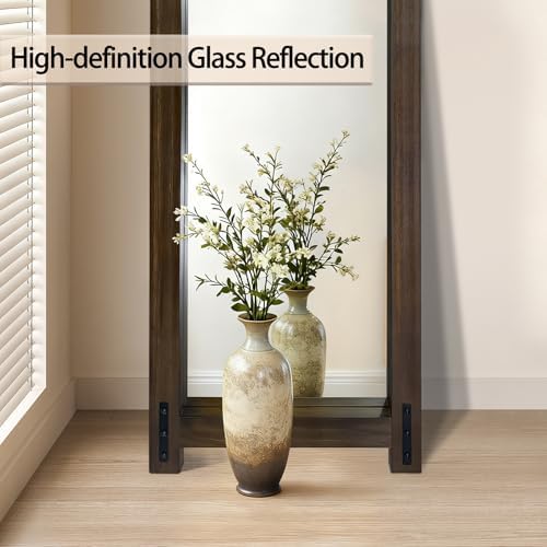 Full Length Mirror with Wood Frame ，60" x 21" Standing Full Body Floor Wall - Image 4