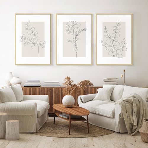 Neutral Botanical Prints Wall Art Flower Minimalist Canvas Wall Decor Vintage - Image 3