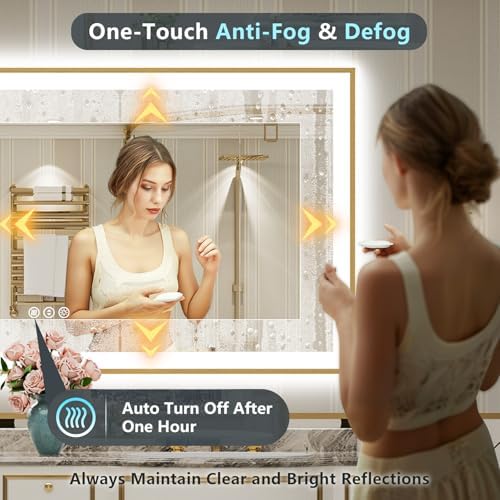 88x38 Gold LED Bathroom Mirror - Image 5