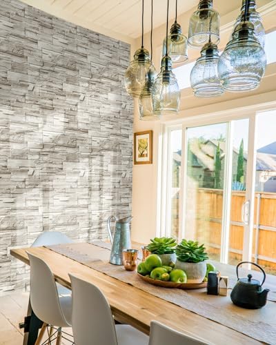 Jeweluck Faux Stone Wallpaper Peel and Stick Brick Wallpaper 17.7”×196.8” - Image 6