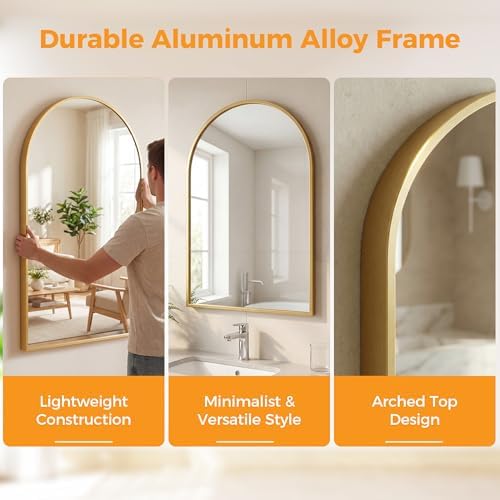 DUMOS 22"x30" Arched Wall Mirror, Bathroom Mirrors - Image 3