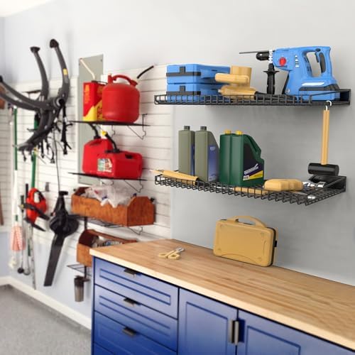 WALMANN Garage Wall Shelf, 4 Mixed-Size Wall-Mounted Storage Shelves - Image 2