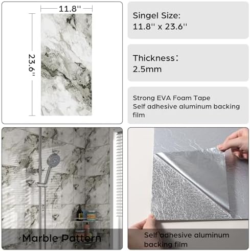 Marble Peel and Stick Backsplash 23.6 x11.8 in - Image 6