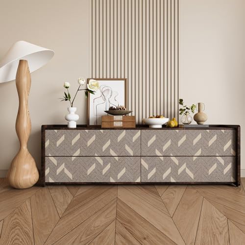 Herringbone Peel and Stick Wallpaper Boho Geometric Contact Paper Brown - Image 6