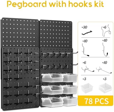 Pegboard Organizer Kit, 4 Pack 14.76x10.82 in Metal Panels - Image 2