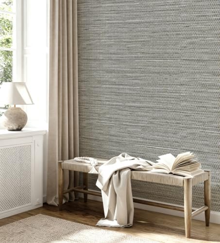 Grasscloth Peel and Stick Wallpaper Faux Linen 17.3in x 196.8in - Image 6