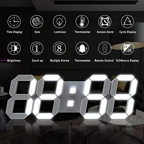 15" 3D LED Digital Wall Clock, Large Decor Wall Clock - Image 6