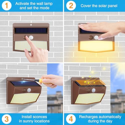 Peasur 8 Pack Solar Motion Sensor Lights Outdoor Waterproof - Image 5