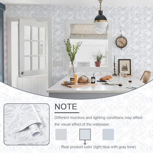 Blue Wallpaper Coastal Peel and Stick Wallpaper Boho 197"x17.3" Blue and White - Image 3
