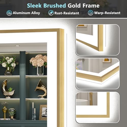 55x30 Gold LED Bathroom Mirror - Image 6