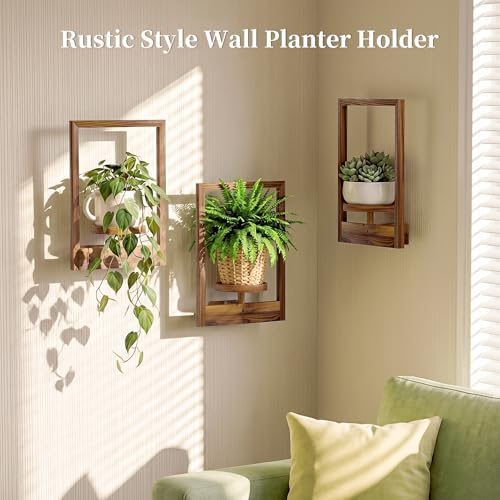 Hanging Planters for Indoor Plants Wood Plant Shelf Hold 22lbs Wall Planter - Image 2