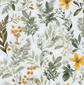 Laatse Vintage Green Yellow Wild Floral Botanical Wallpaper 17.5"x787" by Laatse