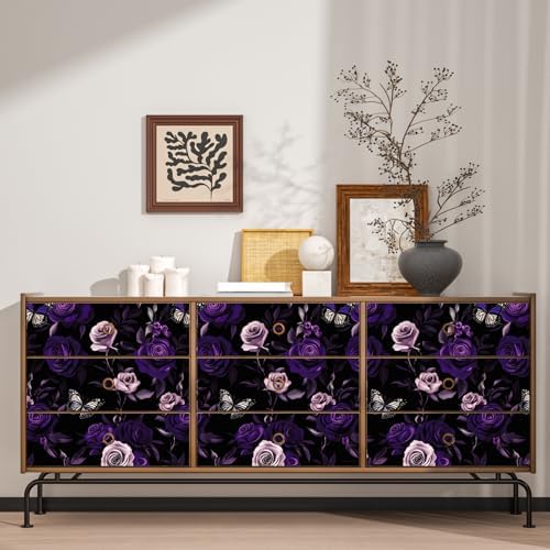 Purple Vintage Floral Peel and Stick Wallpaper 17.5" x 118" - Image 3