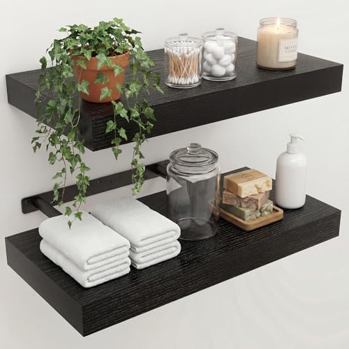 16 in Floating Shelves for Wall Decor Color Black, Pack 2 by Unknown