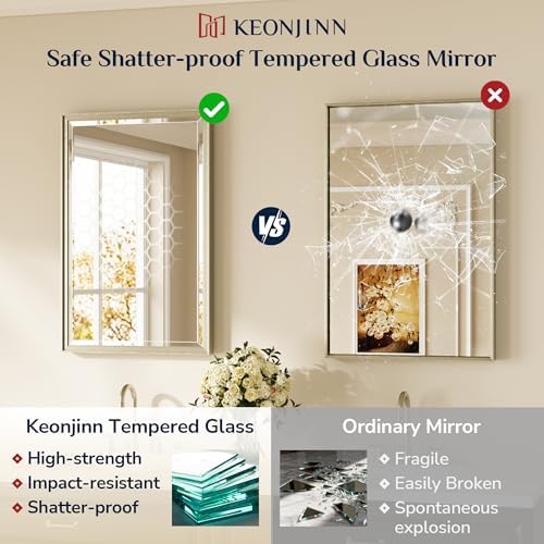 Keonjinn Brushed Nickel Bathroom Mirrors - Image 5