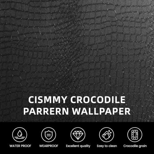 Black Peel and Stick Wallpaper, 15.7'' X 118'' Crocodile Wallpaper - Image 3
