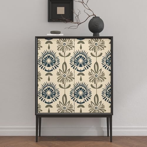 BOKEBEVE Boho Floral Peel and Stick Wallpaper Beige Blue 17.5 x 118In - Image 5