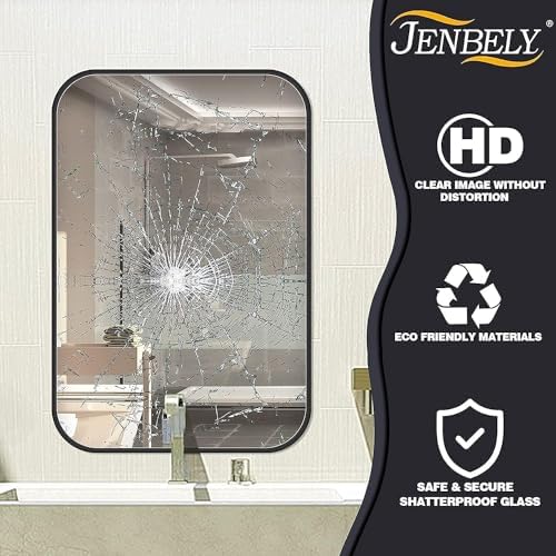 30x36 Inch Black Wall Mirror for Bathroom, Brushed Metal Framed Mirror - Image 5