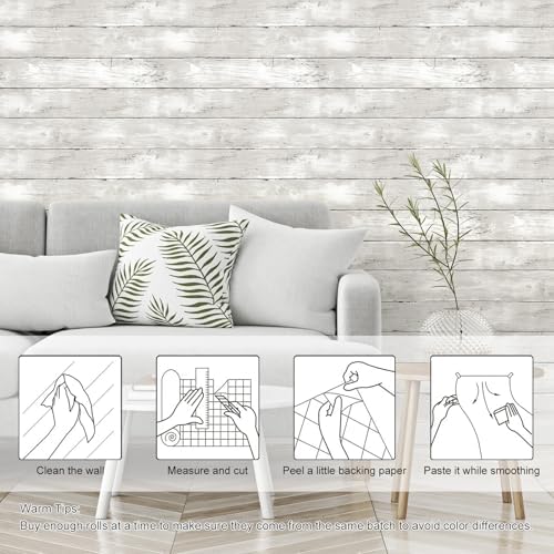 Yun-aeon Natural Wood-White Contact Paper Peel and Stick Wallpaper - Image 3