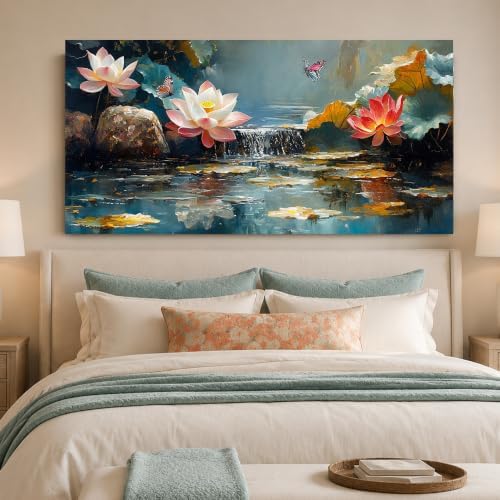 Anolyfi Lotus Canvas Wall Art for Living Room 48"x24" - Image 7