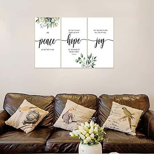 3 Piece Inspirational Wall Art, Quotes "Peace Hope Joy" Canvas Print - Image 2