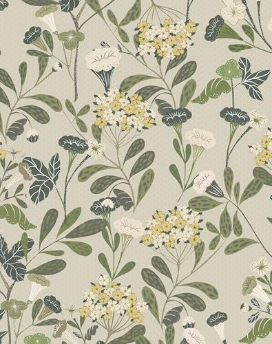 Floral Wallpaper Green Hydrangea Peel and Stick Wallpaper 17.32"x 393.7" by Wallpaper