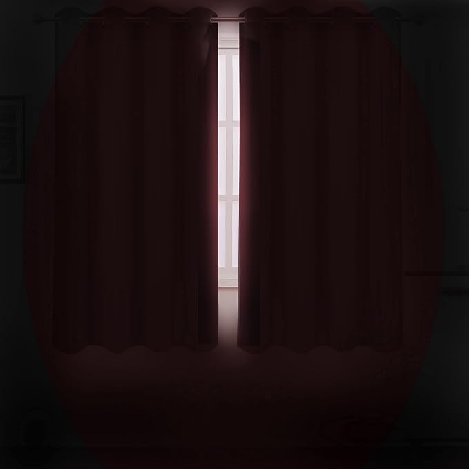 LEMOMO Burgundy Red Blackout Curtains/42 x 72 Inch/Set of 2 Panels Room - Image 3