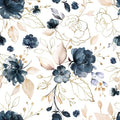 Navy Blue Floral Peel and Stick Wallpaper 17.7"x393.3" by BKStickWallpaper