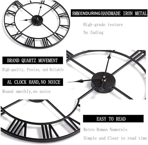1st owned Large Wall Clock Silent Non-Ticking Roman Numerals Vintage Battery - Image 6
