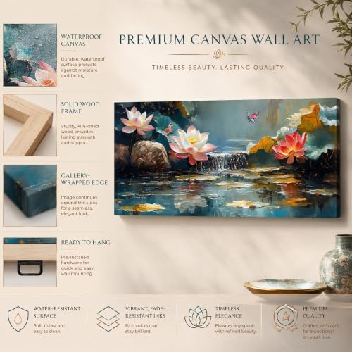 Anolyfi Lotus Canvas Wall Art for Living Room 48"x24" - Image 4