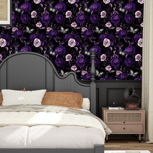 Purple Vintage Floral Peel and Stick Wallpaper 17.5" x 393" - Image 3