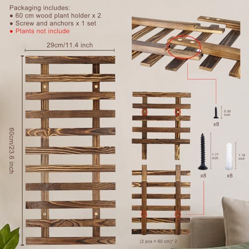 Pack of 2 Vertical Wooden Wall Planter Trellis - Image 3