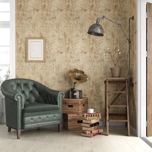 VEELIKE Wide Size 32''x354'' Aged Tan Concrete Wallpaper Peel and Stick - Image 3