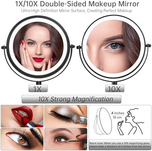 JANEEVA 8" Wall Mounted Lighted Makeup Mirror, Rechargeable Double Sided 1X/10X - Image 4