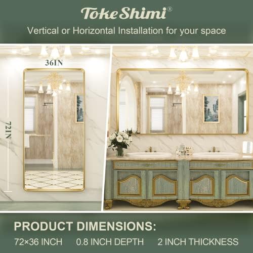 TokeShimi 72x36 Inch Gold Bathroom Vanity Mirror - Image 4
