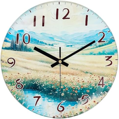 12 Inch Silent Wall Clock Non Ticking, Glass Analog Battery Operated Clock by wallclock