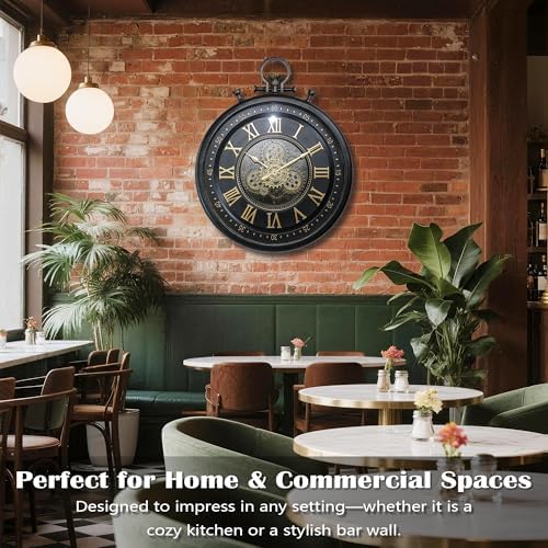 AYRELY® 24IN Decorative Moving Gear Large Wall Clock, Oversized Industrial - Image 4