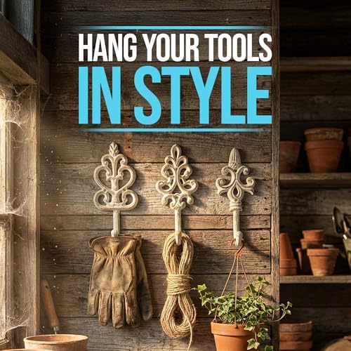Comfify Rustic White Cast Iron Wall Hooks Set of 3 – Farmhouse Coat Hooks - Image 5