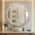 30 Inch Wooden Round Mirror, Farmhouse Mirrors by BaroqueFarmhouseWallMirro