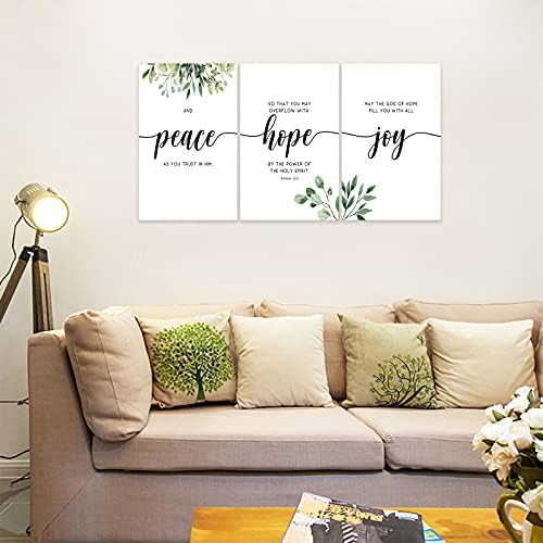 3 Piece Inspirational Wall Art, Quotes "Peace Hope Joy" Canvas Print - Image 2