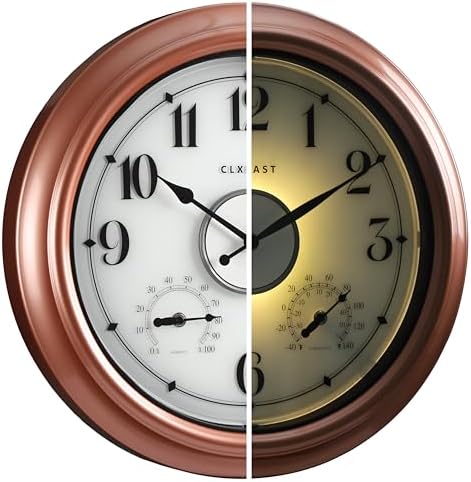 CLXEAST 18" Large Illuminated Outdoor Clocks Waterproof by CLXEAST