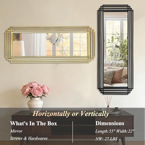 55"x22" Large Rectangle Decorative Mirror - Image 4