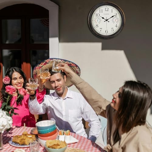 16" Indoor Outdoor Retro Wall Clock Battery Operated Silent - Image 5