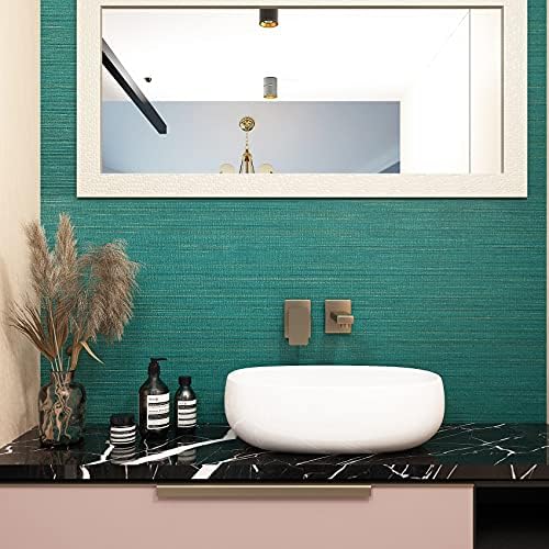 FunStick 15.8"x240" Teal Green Grasscloth Peel and Stick Wallpaper Textured - Image 2