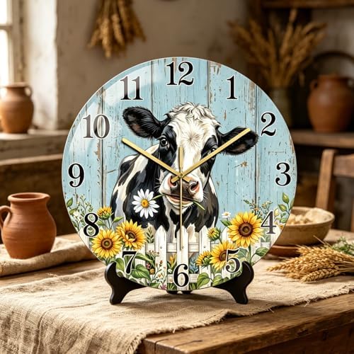 peacoblue Cow with Sunflower Wall Clocks Battery Operated - Image 3