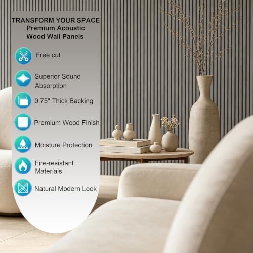 2 Pack Wood Slat Acoustic Panels, Sound Absorbing Wall Panels - Image 6