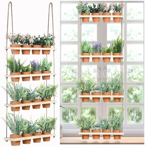 FillTouch 16 Pcs 4 Tiered Hanging Herb Garden Wall Hanging Planter by FillTouch